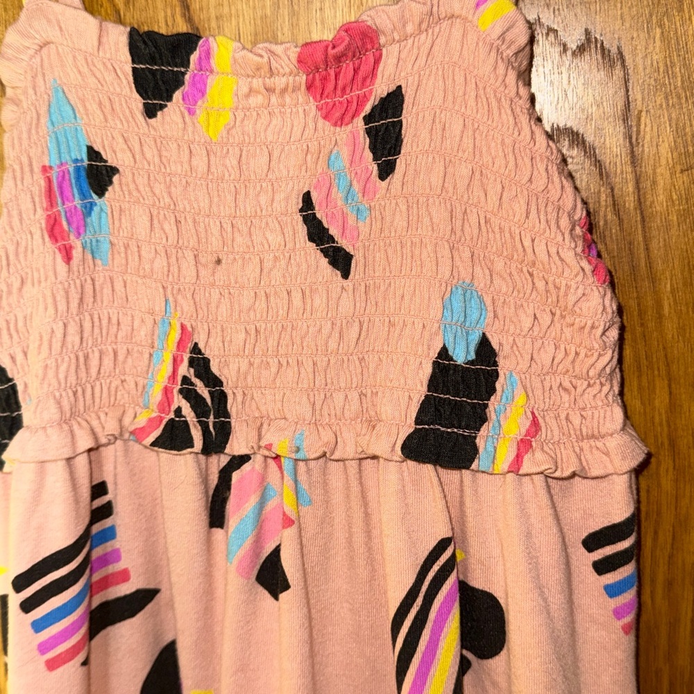 Coral Pink Tiered Dress with 🩷💜💙 🏳️‍⚧️ 🩷💛🩵 Geometric Print